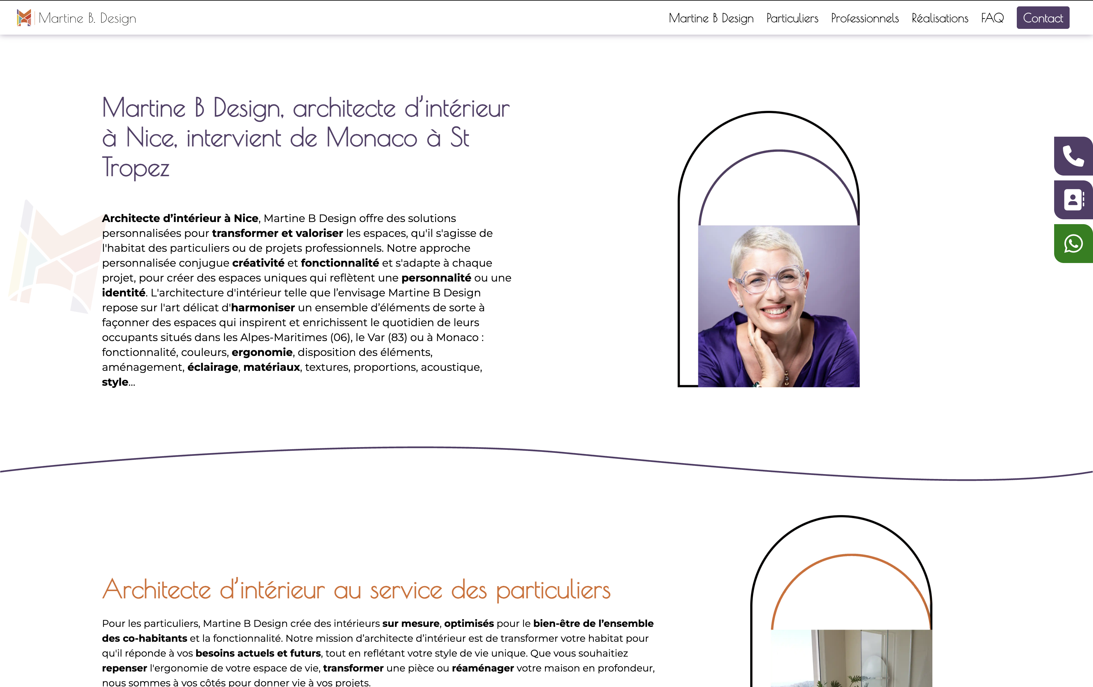 Capture d'écran du site de Martine B Design